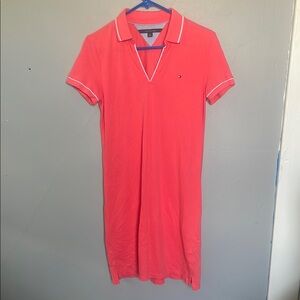 Tommy Hilfiger Women’s S Coral Pink preppy Y2K shirt dress polo old money tennis